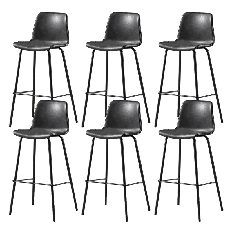 Industrial Indoor Bucket Counter Bar Stool Footrest Faux Leather Bar Stool