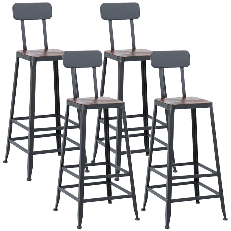 Industrial 1/3/4/5 Pieces Bar Table Set Square Pine Wood Counter Table with High Stools Dark Brown 30"H Stool (Set of 4) Clearhalo 'Bar Furniture' 'furn' 'furn_home_bar_bar_sets' 'Furniture' 'Home Bars & Bar Sets' 'home_bar_bar_sets' 'Kitchen & Dining Furniture' 5619710
