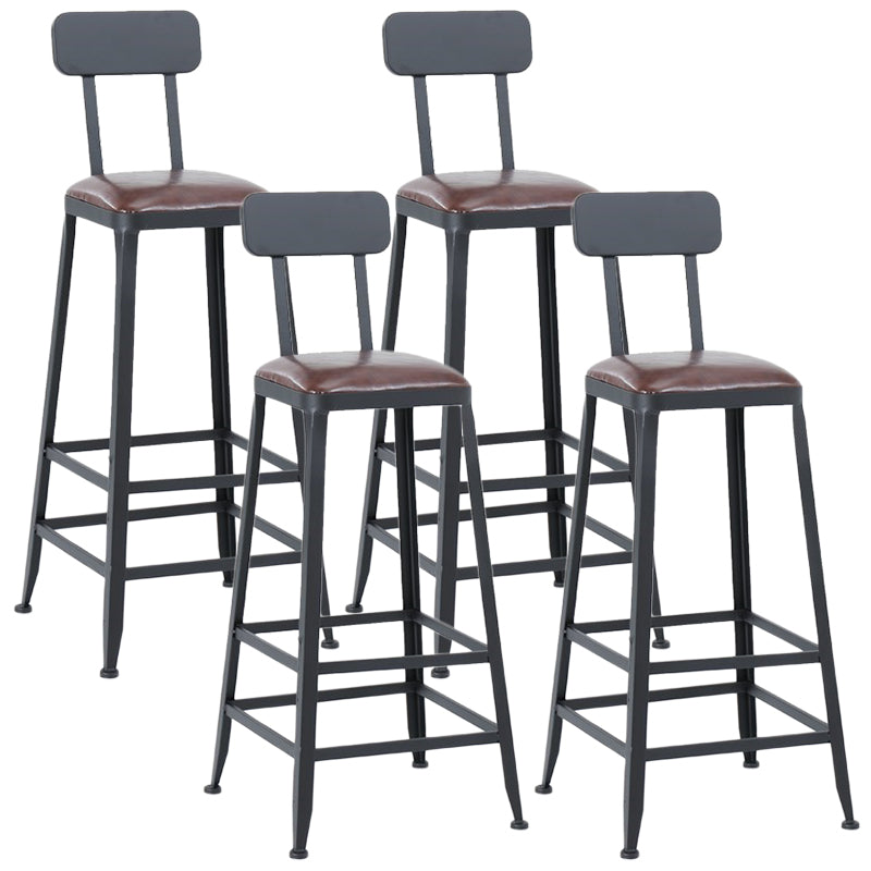 Industrial 1/3/4/5 Pieces Bar Table Set Square Pine Wood Counter Table with High Stools Black 30"H Stools (Set of 4) Clearhalo 'Bar Furniture' 'furn' 'furn_home_bar_bar_sets' 'Furniture' 'Home Bars & Bar Sets' 'home_bar_bar_sets' 'Kitchen & Dining Furniture' 5619713