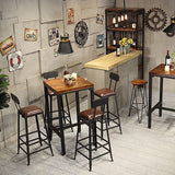 Industrial 1/3/4/5 Pieces Bar Table Set Square Pine Wood Counter Table with High Stools Clearhalo 'Bar Furniture' 'furn' 'furn_home_bar_bar_sets' 'Furniture' 'Home Bars & Bar Sets' 'home_bar_bar_sets' 'Kitchen & Dining Furniture' 5619717