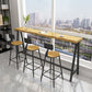 Modern Rectangle Pub Dining Set 1/2/4/7 Pieces Trestle Indoor Counter Height Set 4 Pieces: Table, 3 Stools Clearhalo 'Bar Furniture' 'furn' 'furn_home_bar_bar_sets' 'Furniture' 'Home Bars & Bar Sets' 'home_bar_bar_sets' 'Kitchen & Dining Furniture' 5619729