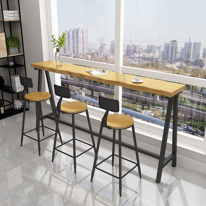 Modern Rectangle Pub Dining Set 1/2/4/7 Pieces Trestle Indoor Counter Height Set 4 Pieces: Table, 3 Stools Clearhalo 'Bar Furniture' 'furn' 'furn_home_bar_bar_sets' 'Furniture' 'Home Bars & Bar Sets' 'home_bar_bar_sets' 'Kitchen & Dining Furniture' 5619729