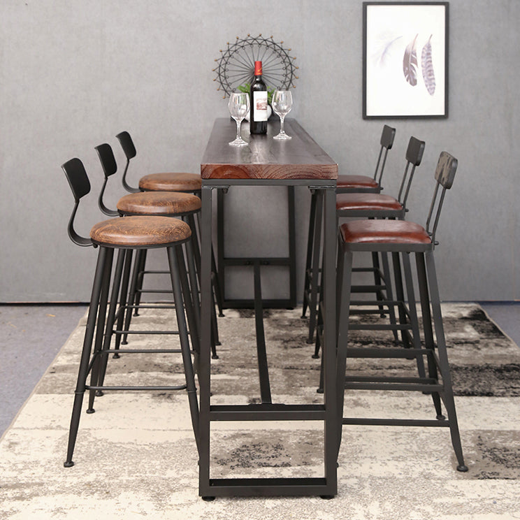 Ensemble de Table de bar rectangulaire industriel, 1/2/4/7 pièces, Table de comptoir en bois massif