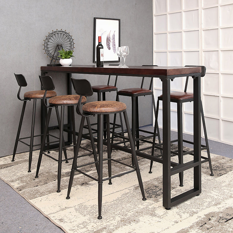 Ensemble de Table de bar rectangulaire industriel, 1/2/4/7 pièces, Table de comptoir en bois massif