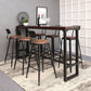 Ensemble de Table de bar rectangulaire industriel, 1/2/4/7 pièces, Table de comptoir en bois massif