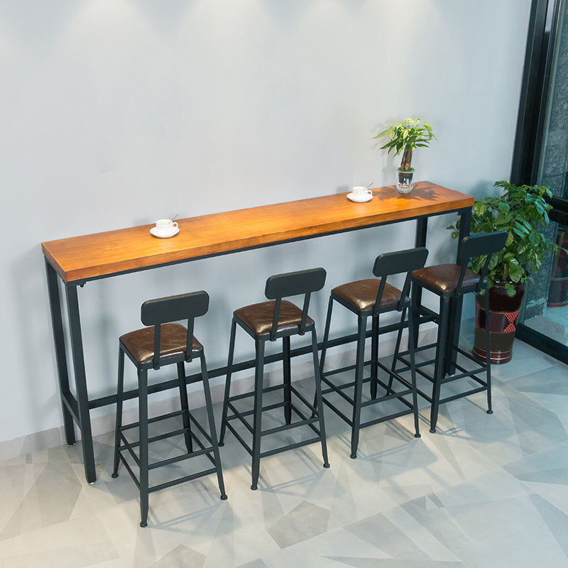 1/5 Pieces Industrial Rectangle Pub Table Set Wooden Counter Table with High Stools Clearhalo 'Bar Furniture' 'furn' 'furn_home_bar_bar_sets' 'Furniture' 'Home Bars & Bar Sets' 'home_bar_bar_sets' 'Kitchen & Dining Furniture' 5619833