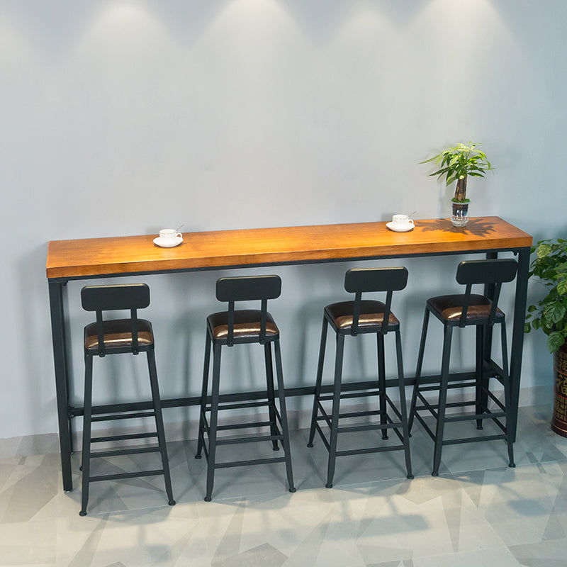 1/5 Pieces Industrial Rectangle Pub Table Set Wooden Counter Table with High Stools Clearhalo 'Bar Furniture' 'furn' 'furn_home_bar_bar_sets' 'Furniture' 'Home Bars & Bar Sets' 'home_bar_bar_sets' 'Kitchen & Dining Furniture' 5619836