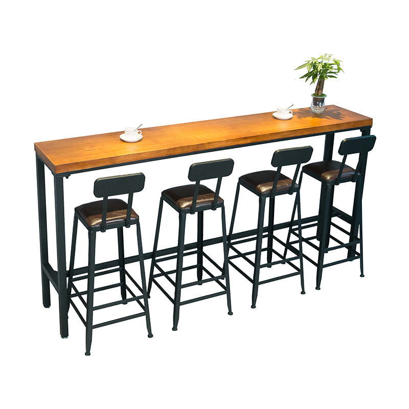 1/5 Pieces Industrial Rectangle Pub Table Set Wooden Counter Table with High Stools 5 Pieces: Table, 4 Stools Clearhalo 'Bar Furniture' 'furn' 'furn_home_bar_bar_sets' 'Furniture' 'Home Bars & Bar Sets' 'home_bar_bar_sets' 'Kitchen & Dining Furniture' 5619837