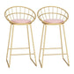 Glam Bar Stool and Table Set 1/2/3 Pcs Metal and Stone Pub Table with Upholstered Stools