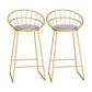 Glam Bar Stool and Table Set 1/2/3 Pcs Metal and Stone Pub Table with Upholstered Stools