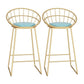 Glam Bar Stool and Table Set 1/2/3 Pcs Metal and Stone Pub Table with Upholstered Stools