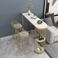 Glam Bar Stool and Table Set 1/2/3 Pcs Metal and Stone Pub Table with Upholstered Stools