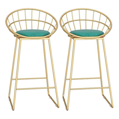 Glam Bar Stool and Table Set 1/2/3 Pcs Metal and Stone Pub Table with Upholstered Stools