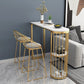 Glam Bar Stool and Table Set 1/2/3 Pcs Metal and Stone Pub Table with Upholstered Stools