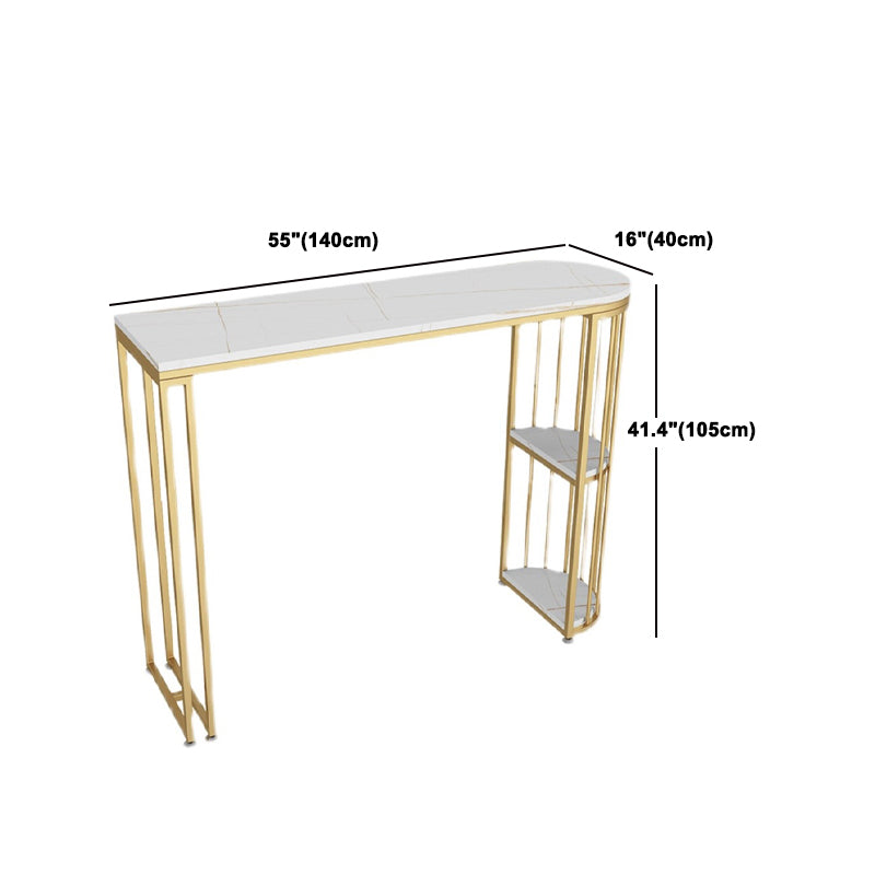 Glam Bar Stool and Table Set 1/2/3 Pcs Metal and Stone Pub Table with Upholstered Stools