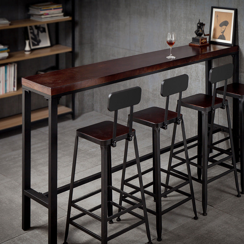 Industrial Rectangle Bar Table Set 1/5 Pieces Solid Wood Counter Table for Indoor Clearhalo 'Bar Furniture' 'furn' 'furn_home_bar_bar_sets' 'Furniture' 'Home Bars & Bar Sets' 'home_bar_bar_sets' 'Kitchen & Dining Furniture' 5619906
