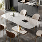 Luxurious Sintered Stone Dining Set Rectangle 1/4/5/7 Pieces Dinette Table Set in White 7 Pieces: Table, 6 Chairs Clearhalo 'Dining Room Sets' 'Dining Tables & Seating' 'dining_room_set' 'furn' 'furn_dining_room_set' 'Furniture' 'Kitchen & Dining Furniture' 5620142
