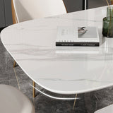 Luxurious Sintered Stone Dining Set Rectangle 1/4/5/7 Pieces Dinette Table Set in White Clearhalo 'Dining Room Sets' 'Dining Tables & Seating' 'dining_room_set' 'furn' 'furn_dining_room_set' 'Furniture' 'Kitchen & Dining Furniture' 5620145