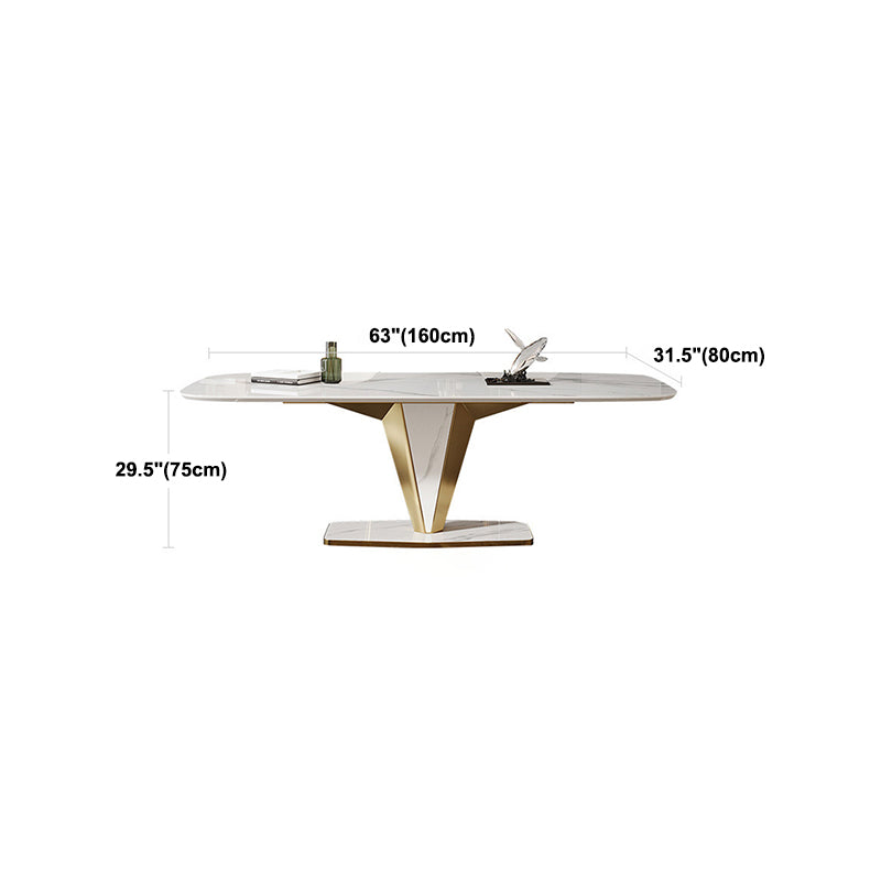 Luxurious Sintered Stone Dining Set Rectangle 1/4/5/7 Pieces Dinette Table Set in White Clearhalo 'Dining Room Sets' 'Dining Tables & Seating' 'dining_room_set' 'furn' 'furn_dining_room_set' 'Furniture' 'Kitchen & Dining Furniture' 5620154