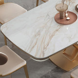 Luxurious Sintered Stone Top Dining Set Rectangle 1/4/5/6/7 Pieces Dinette Table Set