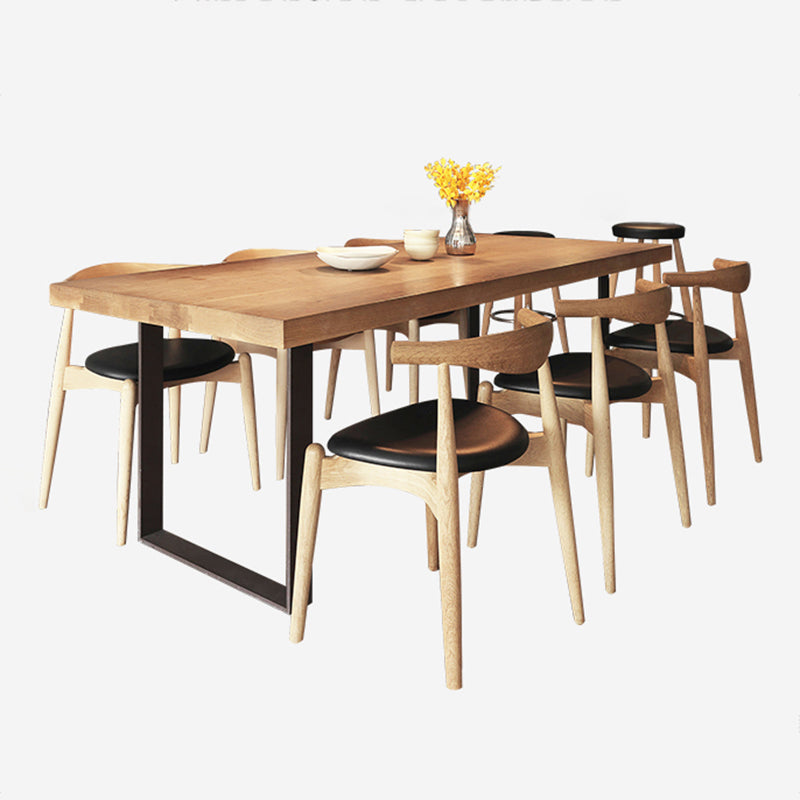 Modern 1/7 Pieces Dining Set Rectangle Pine Wood Dining Table for Dining Room Kitchen Clearhalo 'Dining Room Sets' 'Dining Tables & Seating' 'dining_room_set' 'furn' 'furn_dining_room_set' 'Furniture' 'Kitchen & Dining Furniture' 5620215