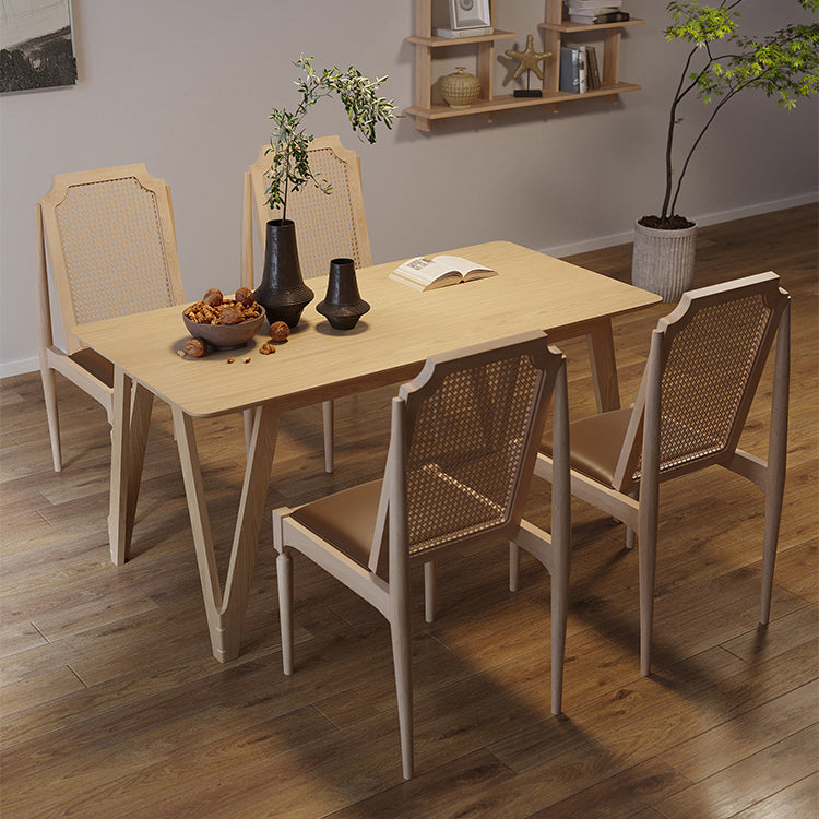 Modern 1/2/3/5/9 Pieces Dining Set Wood Dining Furniture Set in Natural 5 Pieces: Table, 4 Chairs Clearhalo 'Dining Room Sets' 'Dining Tables & Seating' 'dining_room_set' 'furn' 'furn_dining_room_set' 'Furniture' 'Kitchen & Dining Furniture' 5620282