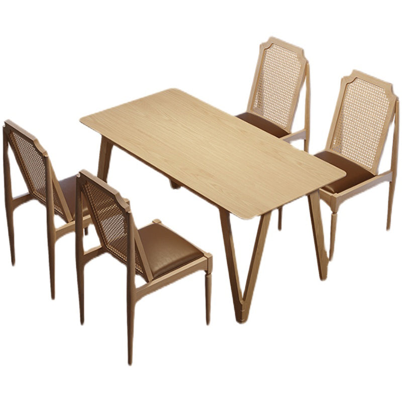 Modern 1/2/3/5/9 Pieces Dining Set Wood Dining Furniture Set in Natural Clearhalo 'Dining Room Sets' 'Dining Tables & Seating' 'dining_room_set' 'furn' 'furn_dining_room_set' 'Furniture' 'Kitchen & Dining Furniture' 5620284