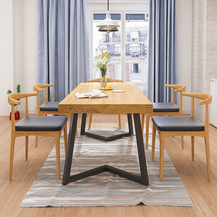 Industrial Natural Dining Set Rectangle 1/2/4/5/6/7 Pieces Dinette Set Clearhalo 'Dining Room Sets' 'Dining Tables & Seating' 'dining_room_set' 'furn' 'furn_dining_room_set' 'Furniture' 'Kitchen & Dining Furniture' 5620313