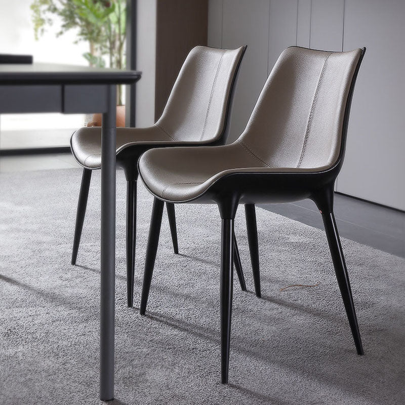 Modern Parsons Armless Chairs Leather Curved Dining and Accent Chairs Clearhalo 'Dining Chairs' 'Dining Tables & Seating' 'dining_chair' 'furn' 'furn_dining_chair' 'Furniture' 'Kitchen & Dining Furniture' 5620427