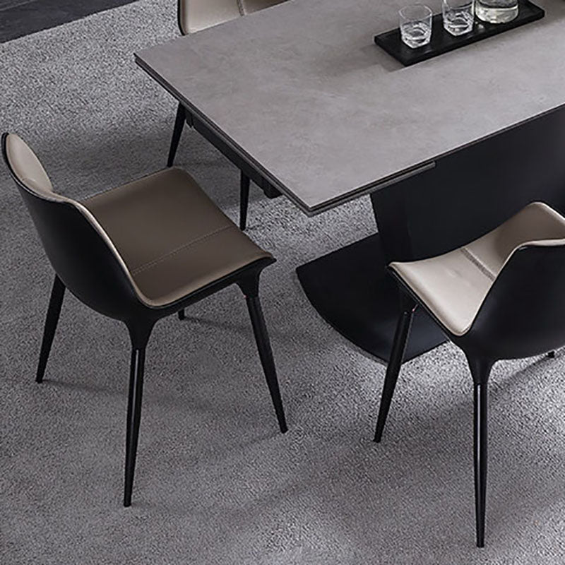 Modern Parsons Armless Chairs Leather Curved Dining and Accent Chairs Clearhalo 'Dining Chairs' 'Dining Tables & Seating' 'dining_chair' 'furn' 'furn_dining_chair' 'Furniture' 'Kitchen & Dining Furniture' 5620432