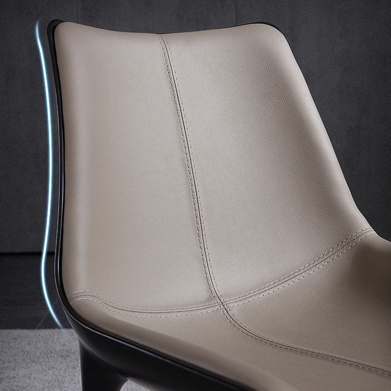 Modern Parsons Armless Chairs Leather Curved Dining and Accent Chairs Clearhalo 'Dining Chairs' 'Dining Tables & Seating' 'dining_chair' 'furn' 'furn_dining_chair' 'Furniture' 'Kitchen & Dining Furniture' 5620434