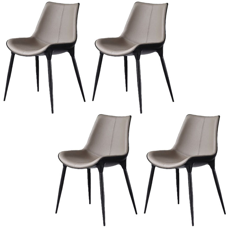 Modern Parsons Armless Chairs Leather Curved Dining and Accent Chairs Grey 4 Piece Set Clearhalo 'Dining Chairs' 'Dining Tables & Seating' 'dining_chair' 'furn' 'furn_dining_chair' 'Furniture' 'Kitchen & Dining Furniture' 5620437