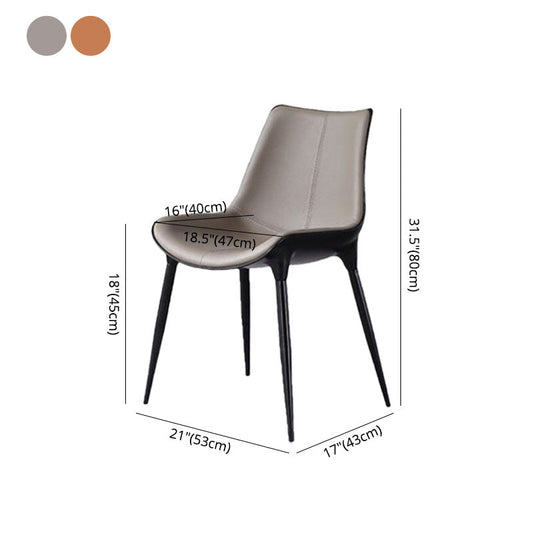 Modern Parsons Armless Chairs Leather Curved Dining and Accent Chairs Clearhalo 'Dining Chairs' 'Dining Tables & Seating' 'dining_chair' 'furn' 'furn_dining_chair' 'Furniture' 'Kitchen & Dining Furniture' 5620441
