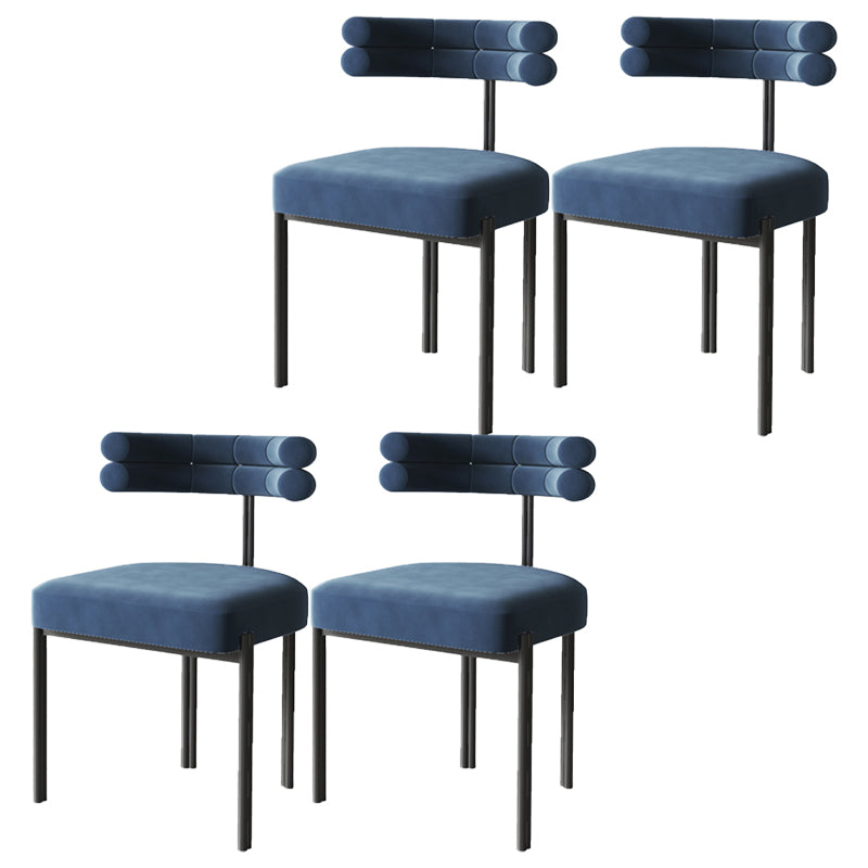Contemporary Metal Indoor-Outdoor Room Chair Open Back Side Chair Blue 4 Piece Set Clearhalo 'Dining Chairs' 'Dining Tables & Seating' 'dining_chair' 'furn' 'furn_dining_chair' 'Furniture' 'Kitchen & Dining Furniture' 5620481