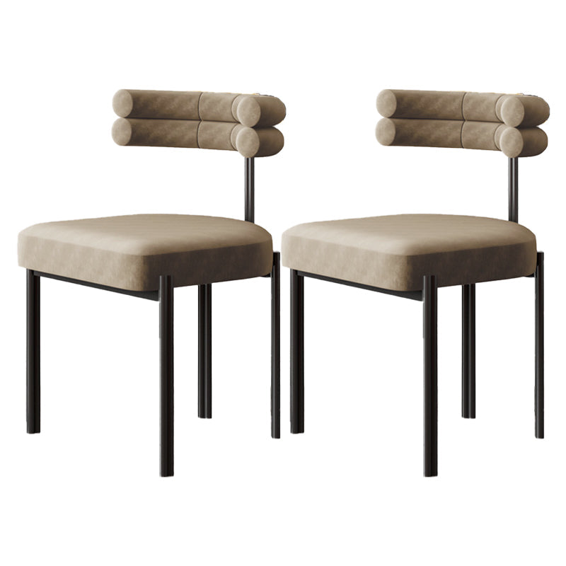 Contemporary Metal Indoor-Outdoor Room Chair Open Back Side Chair Brown 2 Piece Set Clearhalo 'Dining Chairs' 'Dining Tables & Seating' 'dining_chair' 'furn' 'furn_dining_chair' 'Furniture' 'Kitchen & Dining Furniture' 5620485