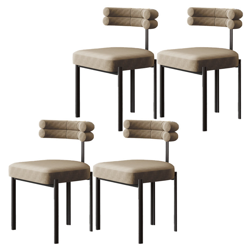 Contemporary Metal Indoor-Outdoor Room Chair Open Back Side Chair Brown 4 Piece Set Clearhalo 'Dining Chairs' 'Dining Tables & Seating' 'dining_chair' 'furn' 'furn_dining_chair' 'Furniture' 'Kitchen & Dining Furniture' 5620487