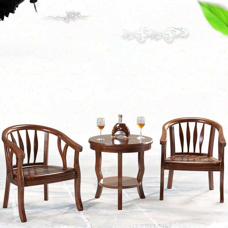 Traditional Dining Arm Chair Matte Finish Solid Wood Windsor Guest Chair with Four Legs