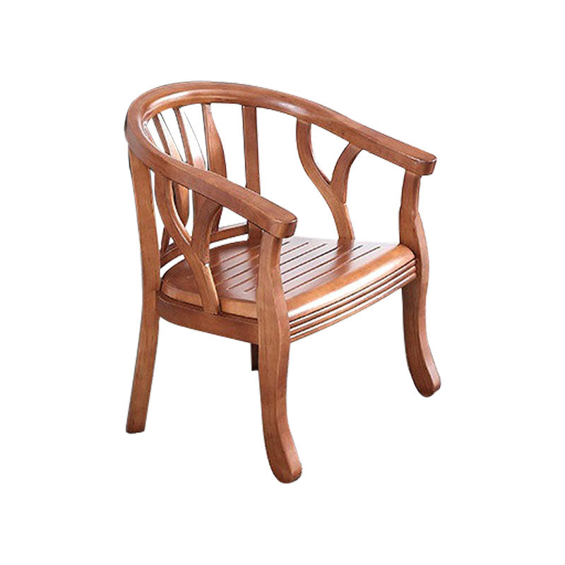 Traditional Dining Arm Chair Matte Finish Solid Wood Windsor Guest Chair with Four Legs