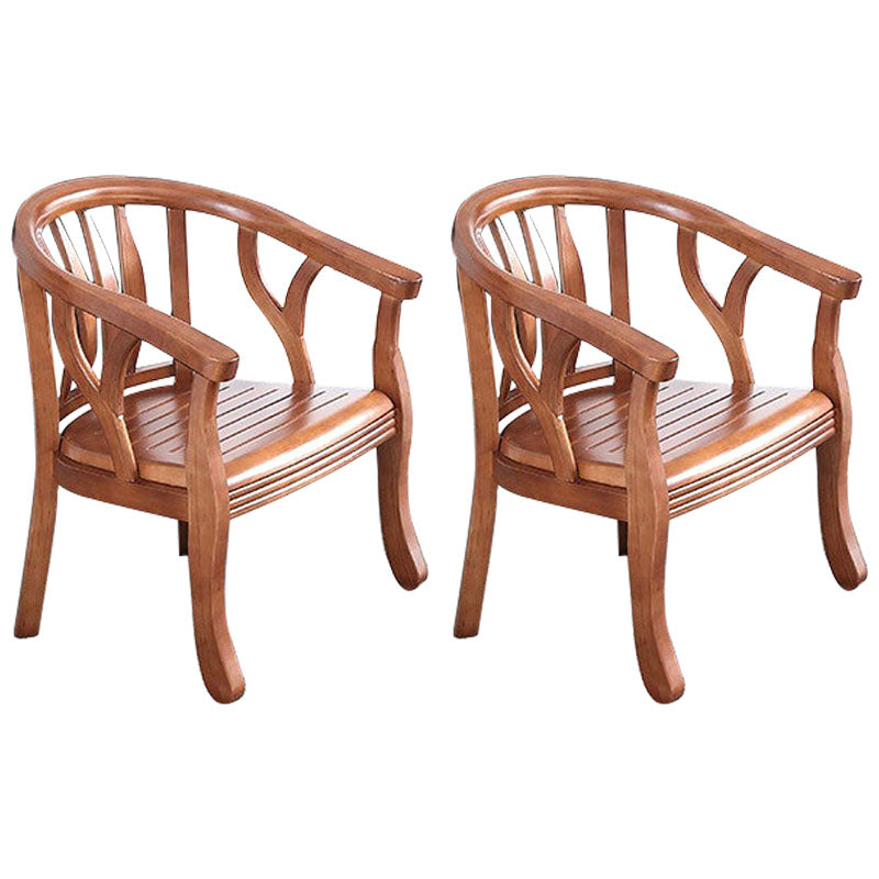 Traditional Dining Arm Chair Matte Finish Solid Wood Windsor Guest Chair with Four Legs
