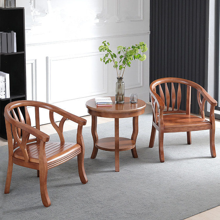 Traditional Dining Arm Chair Matte Finish Solid Wood Windsor Guest Chair with Four Legs