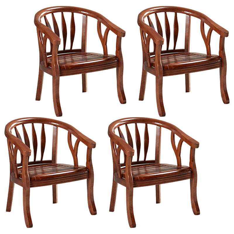 Traditional Dining Arm Chair Matte Finish Solid Wood Windsor Guest Chair with Four Legs
