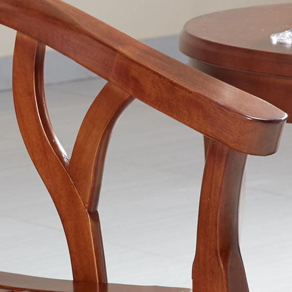 Traditional Dining Arm Chair Matte Finish Solid Wood Windsor Guest Chair with Four Legs