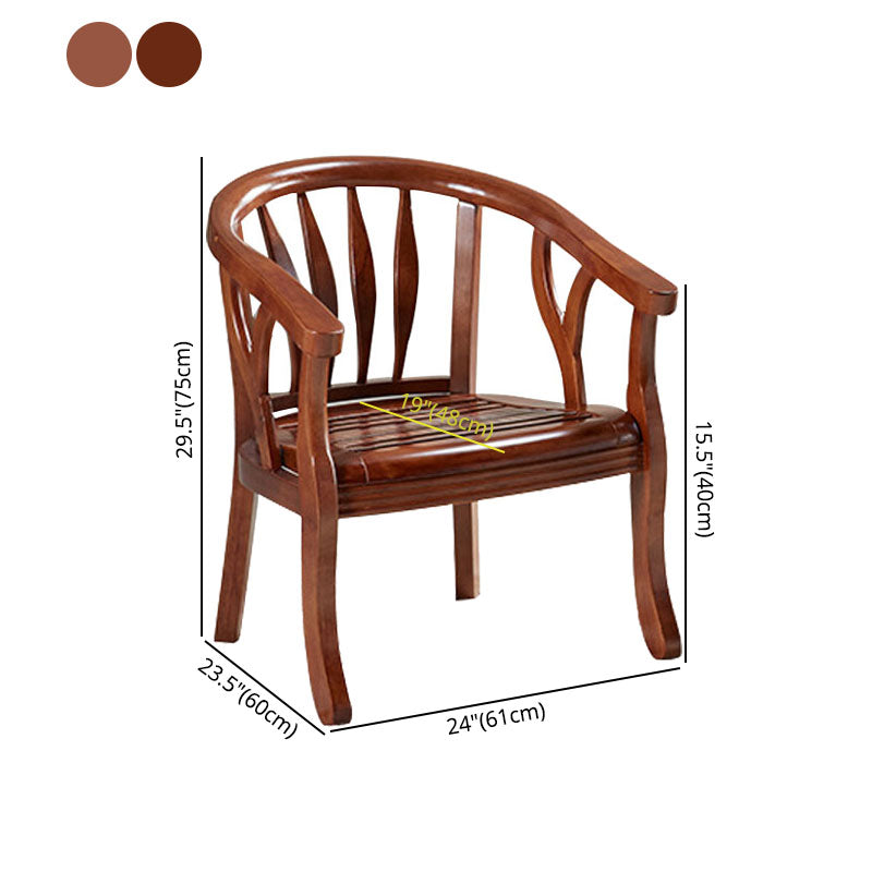 Traditional Dining Arm Chair Matte Finish Solid Wood Windsor Guest Chair with Four Legs