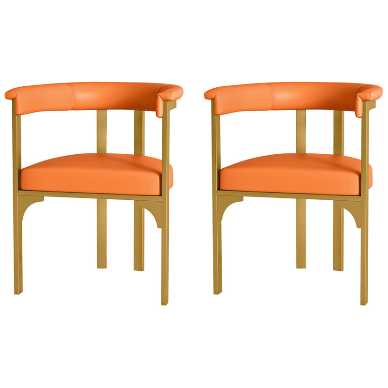 Glam Metal Dining Room Chair Armless Open Back Dining Side Chair for Restaurant Use Orange 2 Piece Set Clearhalo 'Dining Chairs' 'Dining Tables & Seating' 'dining_chair' 'furn' 'furn_dining_chair' 'Furniture' 'Kitchen & Dining Furniture' 5620512