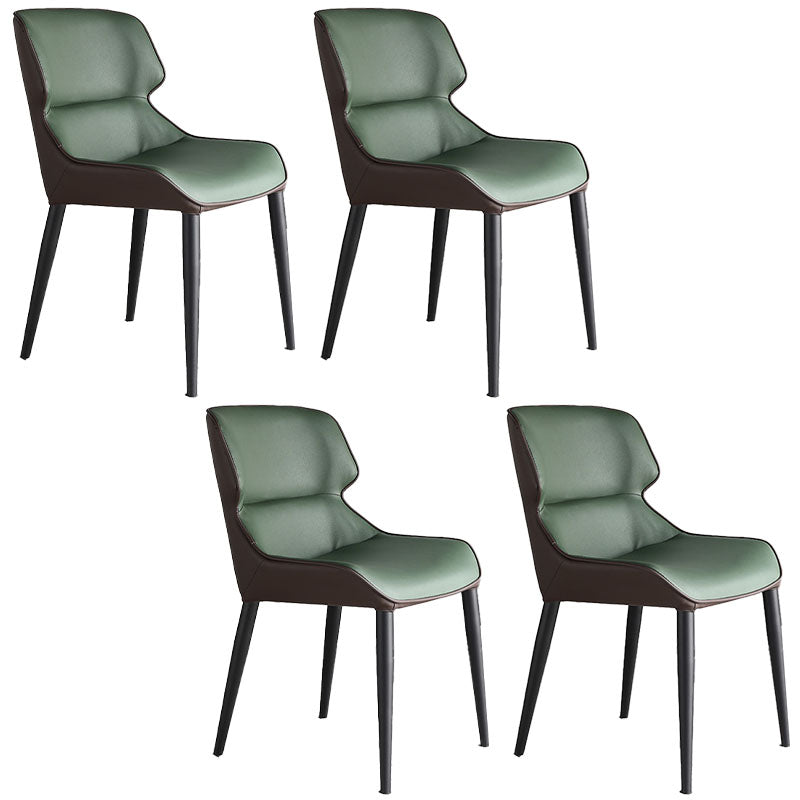 Contemporary Wingback Side Chairs Leather Dining Side Chair for Kitchen Dark Green 4 Piece Set Clearhalo 'Dining Chairs' 'Dining Tables & Seating' 'dining_chair' 'furn' 'furn_dining_chair' 'Furniture' 'Kitchen & Dining Furniture' 5620526