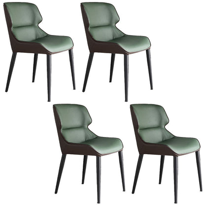 Contemporary Wingback Side Chairs Leather Dining Side Chair for Kitchen Dark Green 4 Piece Set Clearhalo 'Dining Chairs' 'Dining Tables & Seating' 'dining_chair' 'furn' 'furn_dining_chair' 'Furniture' 'Kitchen & Dining Furniture' 5620526