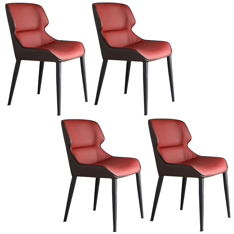 Contemporary Wingback Side Chairs Leather Dining Side Chair for Kitchen Red 4 Piece Set Clearhalo 'Dining Chairs' 'Dining Tables & Seating' 'dining_chair' 'furn' 'furn_dining_chair' 'Furniture' 'Kitchen & Dining Furniture' 5620529