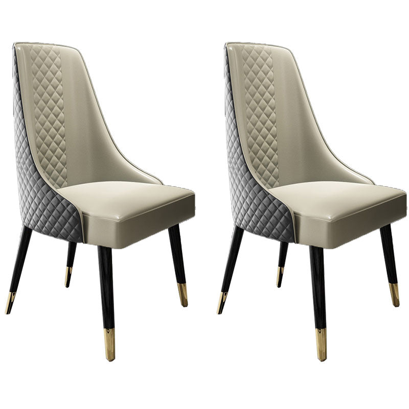 スカンジナビアスタイルのソリッドバックダイニングサイドチェアPUレザーダイニングサイドチェアキッチン