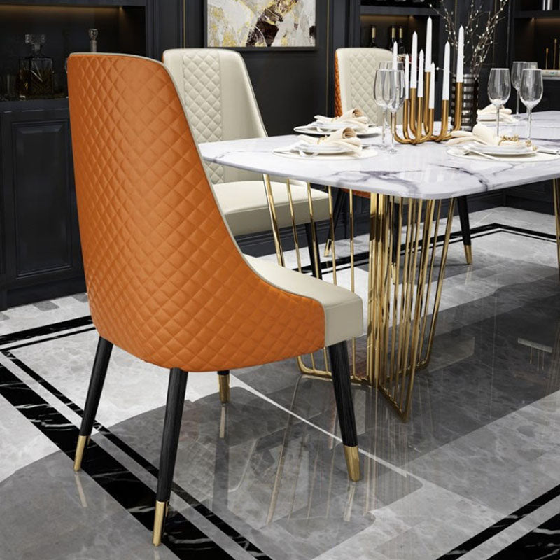 スカンジナビアスタイルのソリッドバックダイニングサイドチェアPUレザーダイニングサイドチェアキッチン