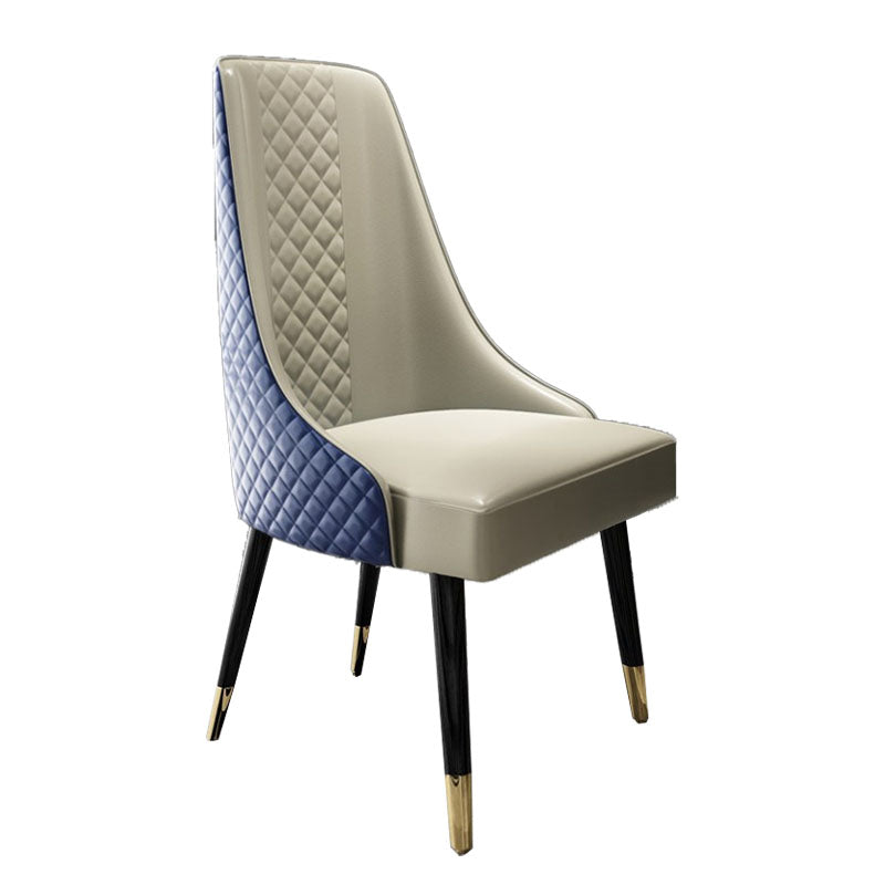 スカンジナビアスタイルのソリッドバックダイニングサイドチェアPUレザーダイニングサイドチェアキッチン